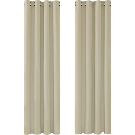 Thermal Insulated Blackout Curtains, Curtains for Living Room and Bedroom, Modern Design with Eyelets, 132x160 CM (Width x Height), Dark Beige, 2 Pieces (1/5)