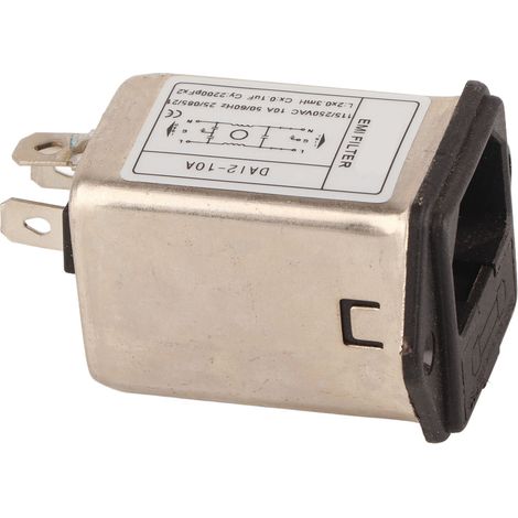 Lot de 2 prises avec fusible double, filtre antiparasitage EMI DAI2-10A, 115/250V 50/60Hz, compatible TV écran plat, caisse enregistreuse, fauteuil massant, 2-en-1. (1/5)
