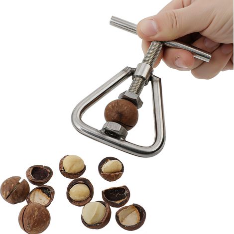 BEBUSINGOTO Cascanueces de acero inoxidable, alicates para cascanueces, cascanueces de alta resistencia, herramienta para cascanueces, abridor de nueces, cascanueces de metal para nueces de macadamia (1/5)