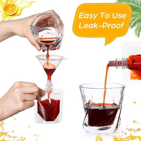 100 sachets en plastique jetables pour boissons, contenant 50 ml (1,7 oz) de sauces et de jus, transparents et étanches, pour les voyages. (1/4)