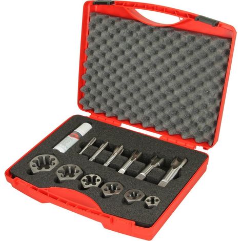 Jeu d'outils taraudés pour sanitaire 13 pièces pour filetage tube 1/8’’ - 1’’