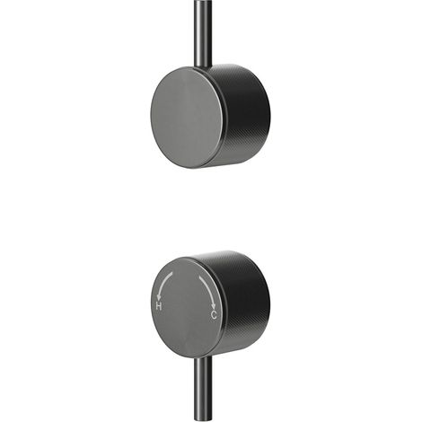 Colore Gunmetal Grey Industrial Style Fully Knurled Control Handle Set for Twin Shower Valve