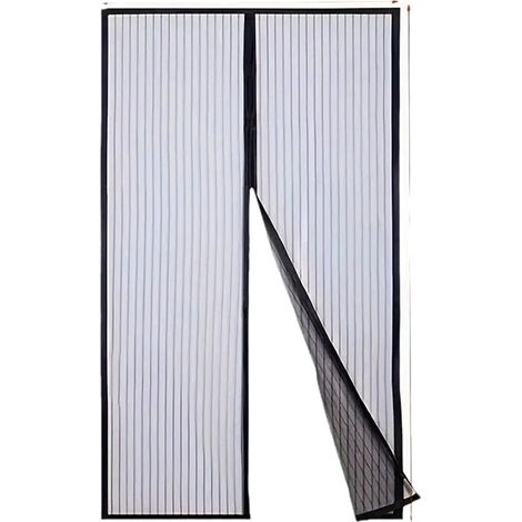 Magnetische Moskitonetztür, 80 x 210 cm, schwarz, selbstschließend, robust, berührungslos, Moskitonetztür mit Magneten, Türvorhang, Fenstertüren mit magnetischem Aufbewahrungsband (1/5)