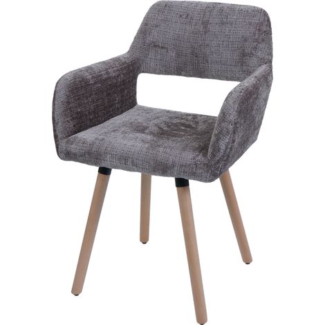 [NEUWERTIG] Esszimmerstuhl HHG-867 II, Stuhl Küchenstuhl Polsterstuhl, Holz Stoff/Textil Chenille (465g/m²) MVG braun (1/5)