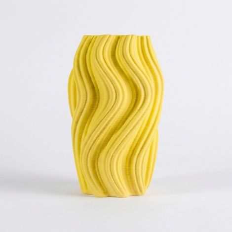 Vaso grande in porcellana da arredo Corolla - Giallo (1/4)