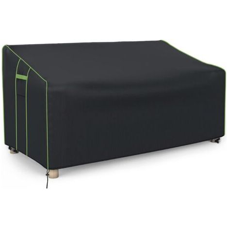 Doppel-Sofabezug, wasserdichtes Oxford-Gewebe mit Silberbeschichtung für den Außenbereich, Schutzhülle für Gartenmöbel, staub- und sonnenschutzabweisend (schwarz, 137 x 94 x 69/89 cm) (1/4)