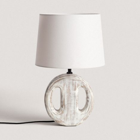 Tischlampe Holz Chandra ILUZZIA Weiß