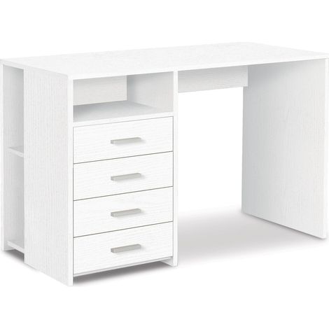 Scrivania da Ufficio 4 Cassetti 120x76x55 cm Bianco Fiammato (1/3)