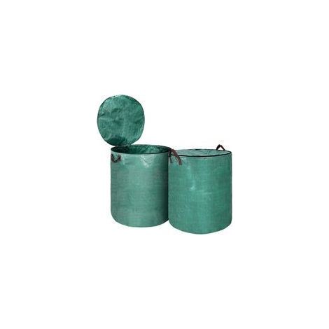 300-liter green waste bags with lids, 4 tear-resistant handles, reusable collapsible garden bag, sturdy polypropylene garden bag (1/5)