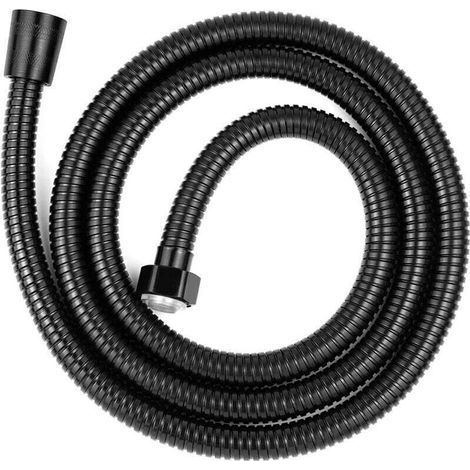Universal 2m Shower Hose in Stainless Steel Anti-Twist and Anti-Corrosion Flexible Shower Hose, G1/2 Thread Black (1/5)