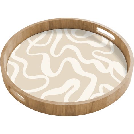 BANDEJA Líneas - Abstracto - Beige - Blanco - Minimalista 50x50 cm