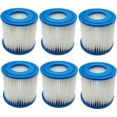 Lot de 6 Cartouches filtrantes pour Intex Type D VII, Cartouche de Rechange Compatible avec Les Cartouches filtrantes pour Best-Way Type D pour piscines Spa à Ressort Chaud (1/5)