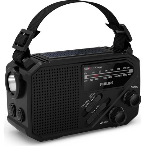 Radio portable Philips avec lampe torche Noir