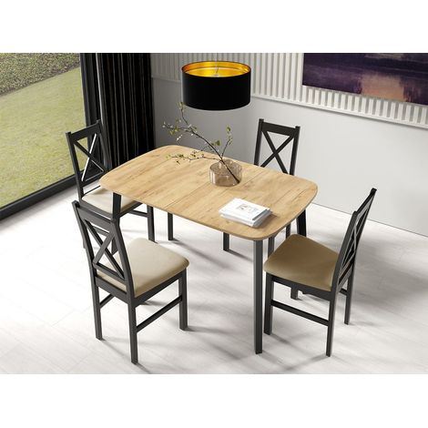 Bestmobilier – Table à manger extensible rectangulaire 130-170 cm – Bois noir contemporain – 4 à 8 personnes – Facile à étendre