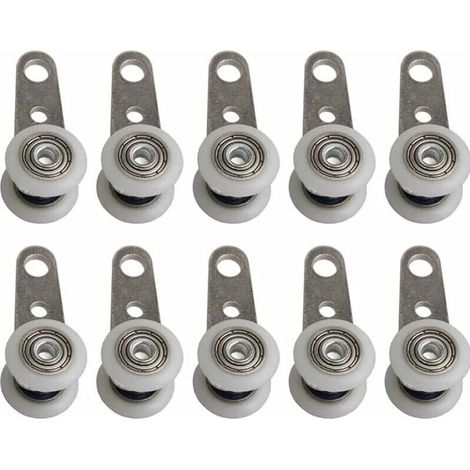 Lot De 10 Roulettes Pour Baies Vitrées Ou Portes Coulissantes - En Métal Et En Plastique - 4,5 X 1,9 Cm