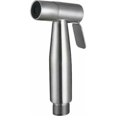 Douchette Bidet - Acier Inoxydable - Finition Nickel Brossé - Sortie Annulaire Double Flux - Raccord G 1/2" Mâle - Pour WC Suspendus et Sol