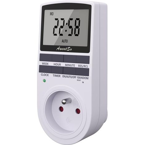 Prise Programmable Digitale Minuterie Numérique minuteur prise electrique timebird timer Journalier/Hebdomadaire Programmateur Prise Electrique avec Ecran LCD et Mode Aléatoire Antivol, 1 Pack (1/5)