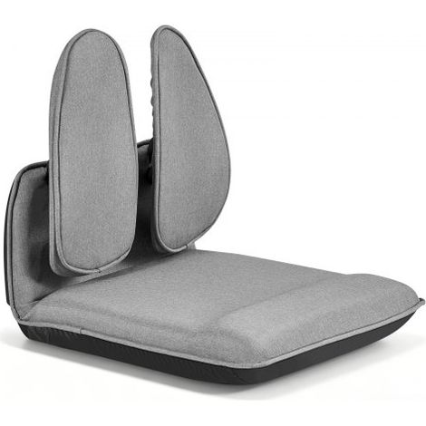 Silla de Suelo Relax, Silla Reclinable con Soporte Lumbar Ergonómico, Respaldo Ajustable en 5 Posiciones, Acolchado de Espuma, Marco Metálico y Tapizado de Lino, para Lectura Descanso, Gris (1/5)
