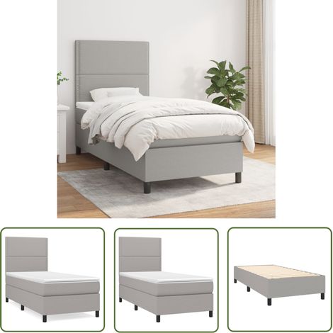 The Living Store Boxspringbett mit Matratze Hellgrau 100x200 cm Stoff - Boxspringbett - Doppelbett - Bettenrahmen - Schlafsystem - Hellgraues Bett (1/5)