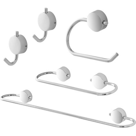 Set accessori a muro 5 pezzi in acciaio cromato e viti incluse Plaza (1/5)