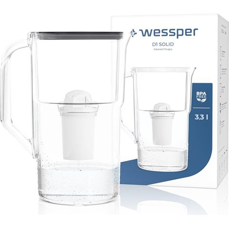 Carafe à eau filtrante, 3,3 litres, avec Compteur LED et Filtre Classique, compatible avec les filtres Classic, BPA FREE - Noir (1/5)
