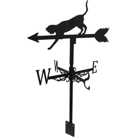 Girouette chat, métal laqué, 403636 cm, noir (1/5)