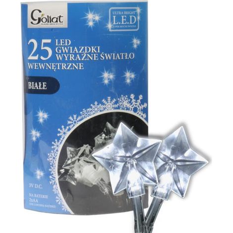Luci per albero di Natale, 25 stelle LED, alimentate a batteria, luce bianca fredda (1/5)