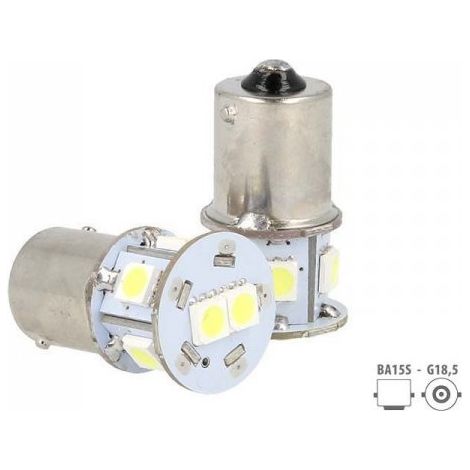 2 Pezzi Lampade LED Canbus BA15S G18,5 R5W R10W No Errore Bianco 12V Luci Posizione Piedi Dritti 7 SMD 5050 (1/4)