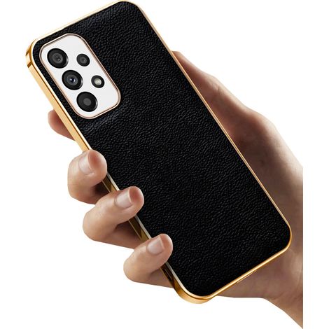 Étui pour Samsung Galaxy A13 4G, en cuir de vachette noir (1/4)
