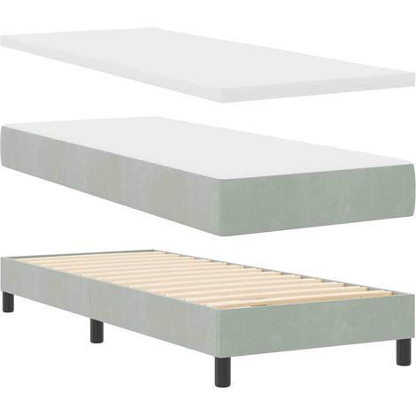 Lit simple,Lit Adulte,Lit à ressorts avec matelas noir 100x200 cm en velours CFW332606 (1/5)