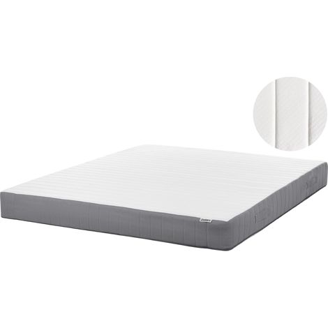Beliani Memory Foam Pocket Spring Mattress White Springs Fabric, H3/4 Firm Firmness, Filling PU Foam, Does Not Require Assembly, Holds up to 350 kg, For Heavier People BREEZE HYBRID 7 PLUS (1/5)