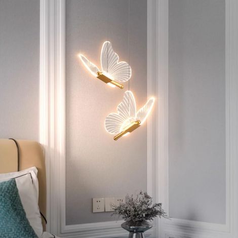1 Suspension LED Papillon 12W Acrylique Métal 3000K Réglable Salon Chambre (1/5)