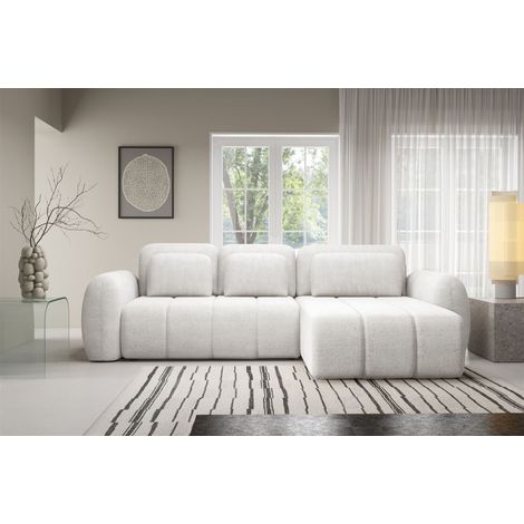 Ecksofa Schlafsofa Sofa CARIA in Stoff Quelle Weiss Ottomane Rechts (1/5)