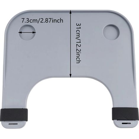 Rollstuhl-Tischplatte, Ergonomisches Design, Eingebaute Becherhalter, GRAU (1/2)