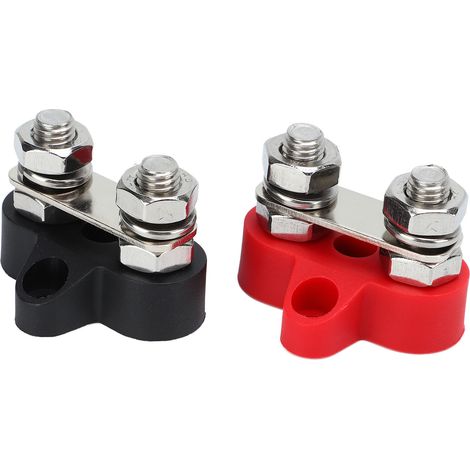 2-poliger elektrischer Verteilerblock, Hochleistungs-Sammelschiene für Autos, Wohnmobile, Quads, Boote, M8 (5/16 Zoll) Anschluss. (1/5)