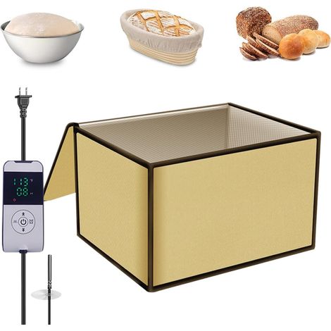 Caja de fermentación de masa madre versátil con control de temperatura ajustable y temporizador, diseño plegable, recipiente para fermentación de masa madre, ideal para hacer pan.