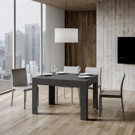 Tavolo "Viterbo" allungabile in legno per sala da pranzo -Allungabile fino a 180 cm / Antracite Spatolato (1/5)