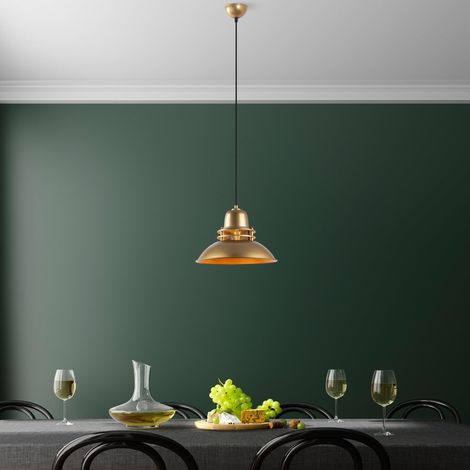 Lustre doré, hauteur réglable 34-123 cm, corps en métal Ø 34 cm, 1 ampoule E27 max. 40 W, éclairage pour décoration d'intérieur moderne, indice IP20. (1/5)