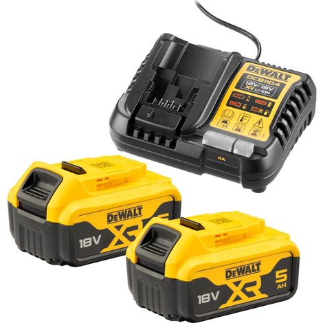 DeWalt DCB1104P2 18V XR Battery Set - 2x 5Ah Batteries & DCB1104 Charger