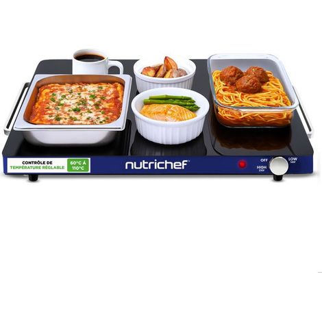 NutriChef Warmhalteplatte elektrisch 54x42cm, 60–110°C, Blau