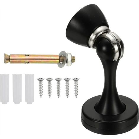Magnetischer Türstopper, Türklemme aus Zinklegierung, Wandschutz mit Schrauben, schwarz