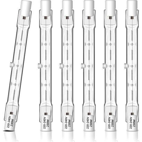 Lot de 6 Ampoule Halogène R7S 118mm 230W Dimmable, Ampoule R7s Linéaire 2700K Blanc Chaud, 4650LM, AC 230V, J118 Halogène pour Projecteur, l’éclairage de Paysage, Lampe de Travail, Lampadaire (1/5)