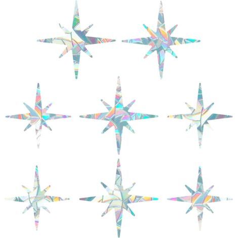8 Pieces Rainbow Window Clings 3D Decorative Window Film Polygon Anti-Collision Window Stickers Static Cling Door Window Film (1/4)