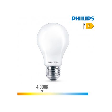 Bombilla PHILIPS Standard LED E27 8,5W 1.055lm 4000K Luz Día 6x10,4cm