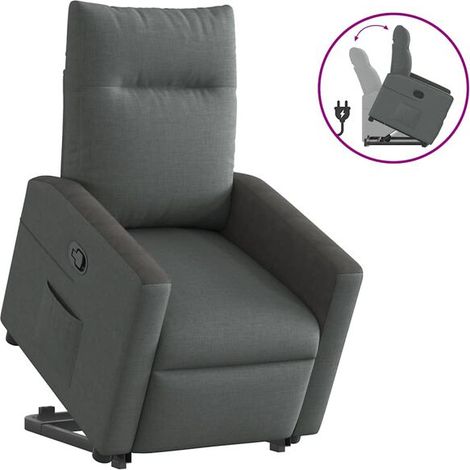 Chaise de relaxation ergonomique en tissu, dossier inclinable et repose-pieds rétractable, couleur gris anthracite – Confort maximal pour salon ou bureau (1/5)