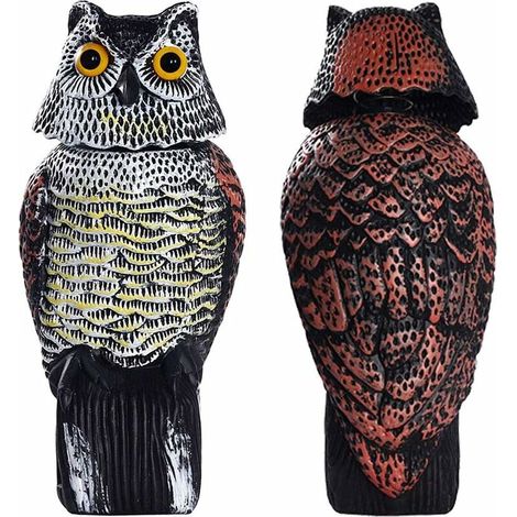 royaluxe - Chouette avec Tête Rotative à 360 ° Effrayer Les Oiseaux/Pigeon/Mouette/Corneille Plastique Hibou Réaliste Hibou Statues Chouette Jardin Extérieur Hibou Patio Hibou Décor Hibou Pelouse Hibo (1/5)