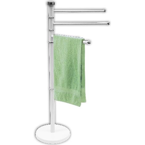 Piantana Portasciugamani da Bagno 3 Posti Girevoli Bianca Artex