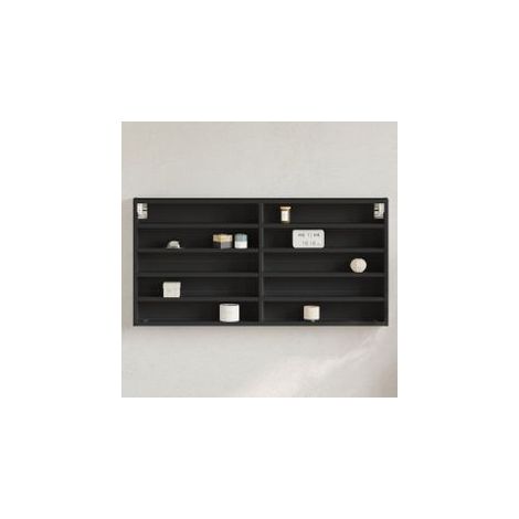 Armoire à vitrine noir 100x8,5x50 bois d'ingénierie (1/5)