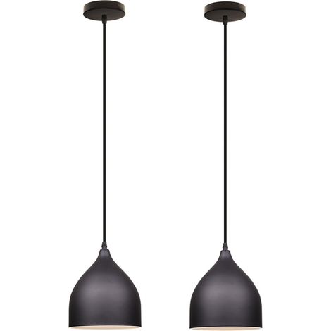 Vintage Industrial Ceiling Pendant Light Metal Hanging Lamp Shade Indoor Chardelier 2Pcs (1/5)