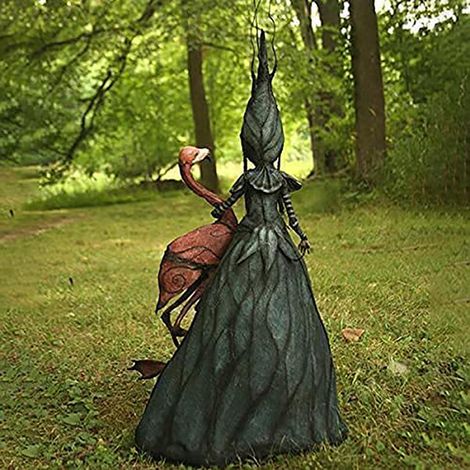 Statue de sorcière décorative en résine brillante, idéale pour Halloween, pour le salon ou la cour. Oiseau câlin. (1/5)